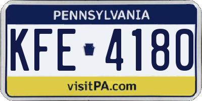 PA license plate KFE4180