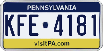 PA license plate KFE4181