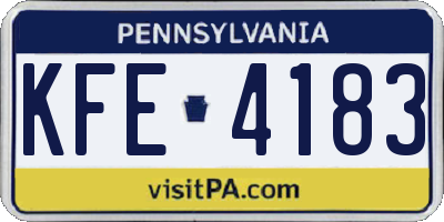 PA license plate KFE4183