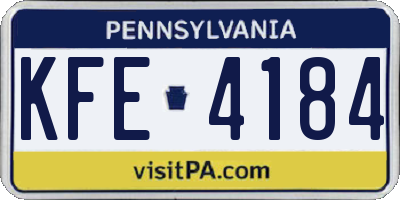 PA license plate KFE4184