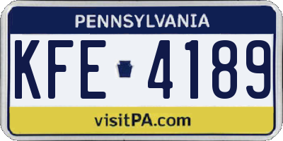 PA license plate KFE4189
