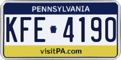 PA license plate KFE4190