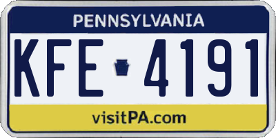 PA license plate KFE4191