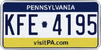 PA license plate KFE4195