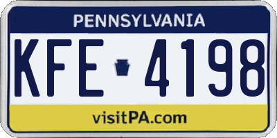 PA license plate KFE4198