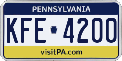 PA license plate KFE4200