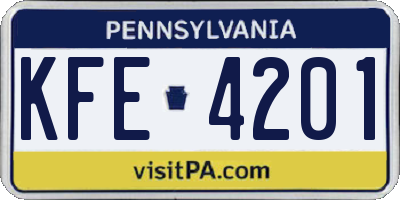 PA license plate KFE4201