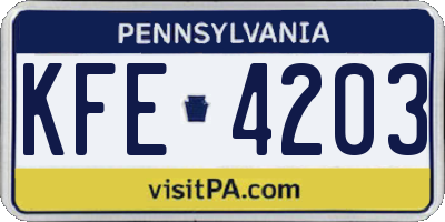 PA license plate KFE4203