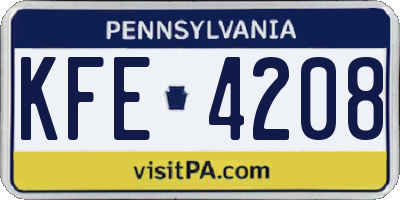 PA license plate KFE4208