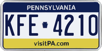 PA license plate KFE4210