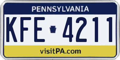 PA license plate KFE4211