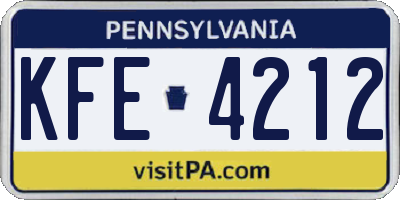 PA license plate KFE4212