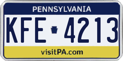 PA license plate KFE4213