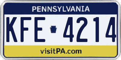 PA license plate KFE4214