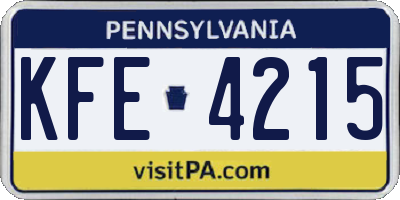 PA license plate KFE4215