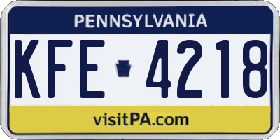 PA license plate KFE4218