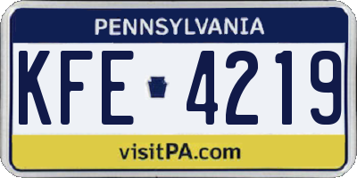 PA license plate KFE4219