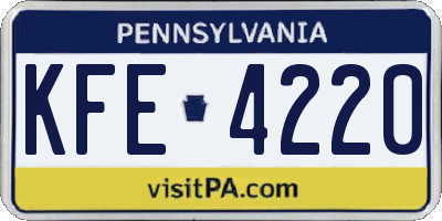PA license plate KFE4220