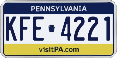 PA license plate KFE4221