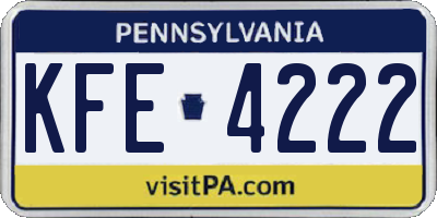 PA license plate KFE4222