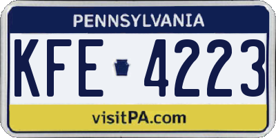 PA license plate KFE4223