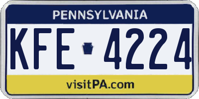 PA license plate KFE4224