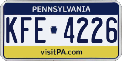 PA license plate KFE4226
