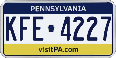 PA license plate KFE4227