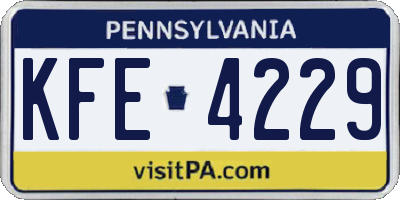 PA license plate KFE4229