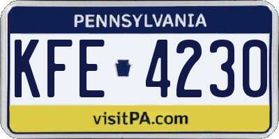 PA license plate KFE4230