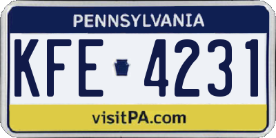 PA license plate KFE4231