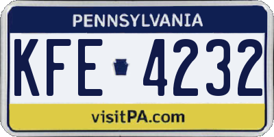 PA license plate KFE4232