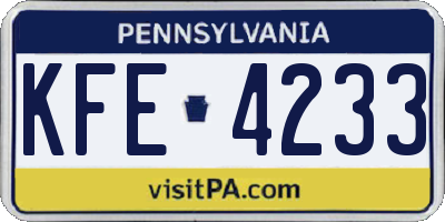 PA license plate KFE4233