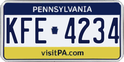 PA license plate KFE4234