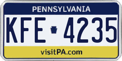 PA license plate KFE4235