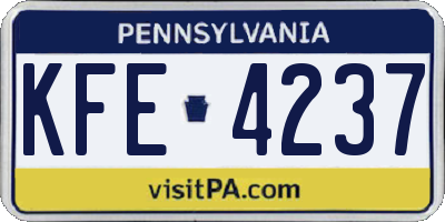 PA license plate KFE4237