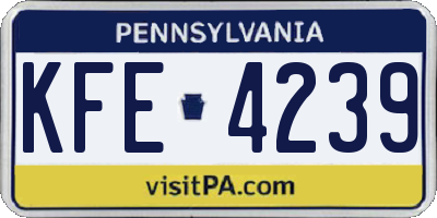 PA license plate KFE4239