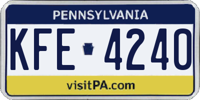 PA license plate KFE4240