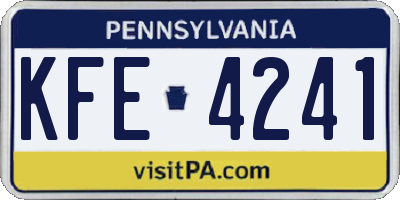 PA license plate KFE4241