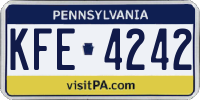 PA license plate KFE4242