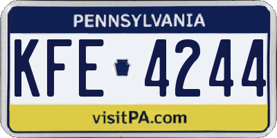 PA license plate KFE4244