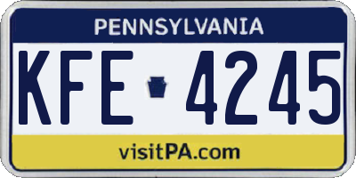 PA license plate KFE4245