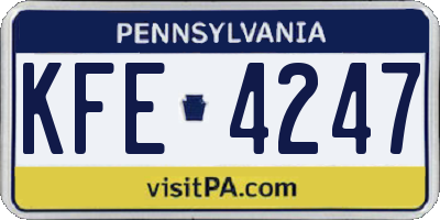 PA license plate KFE4247