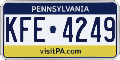 PA license plate KFE4249