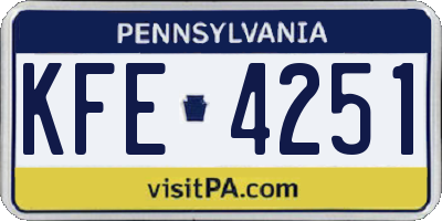 PA license plate KFE4251