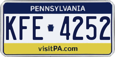 PA license plate KFE4252