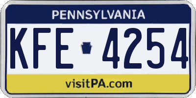 PA license plate KFE4254