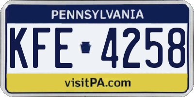 PA license plate KFE4258