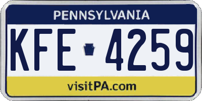 PA license plate KFE4259