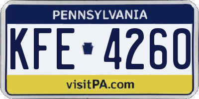 PA license plate KFE4260